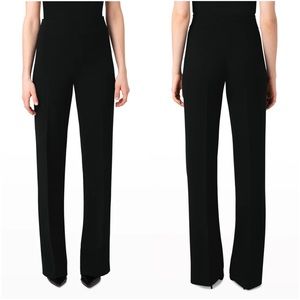 MaxMara Virgin Wool Crêpe Straight Leg Trouser in Black